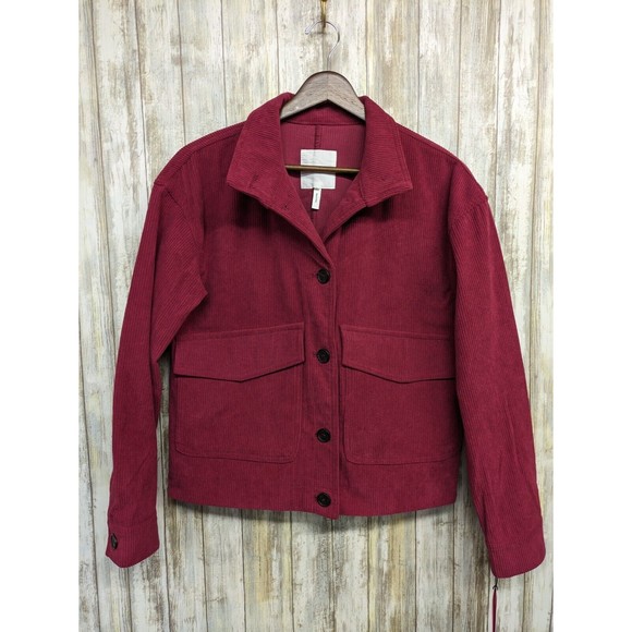 Avec Les Filles Corduroy Jacket Women’s Small Cropped Red Wine Pink Shacket NWT